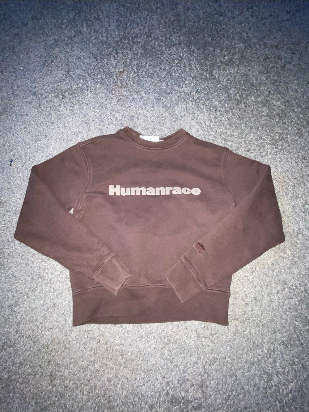 Adidas Humanrace Pharrell Williams Brown Logo Crewneck Sweatshirt XXS 2XS
